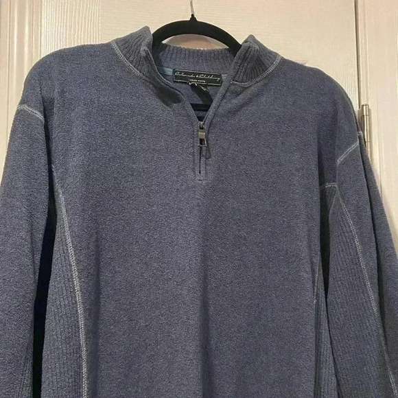 Colorado Clothing Men Blue Terrycloth Quarter Zip Ribbed Panel Pullover Size XL - Picture 2 of 11